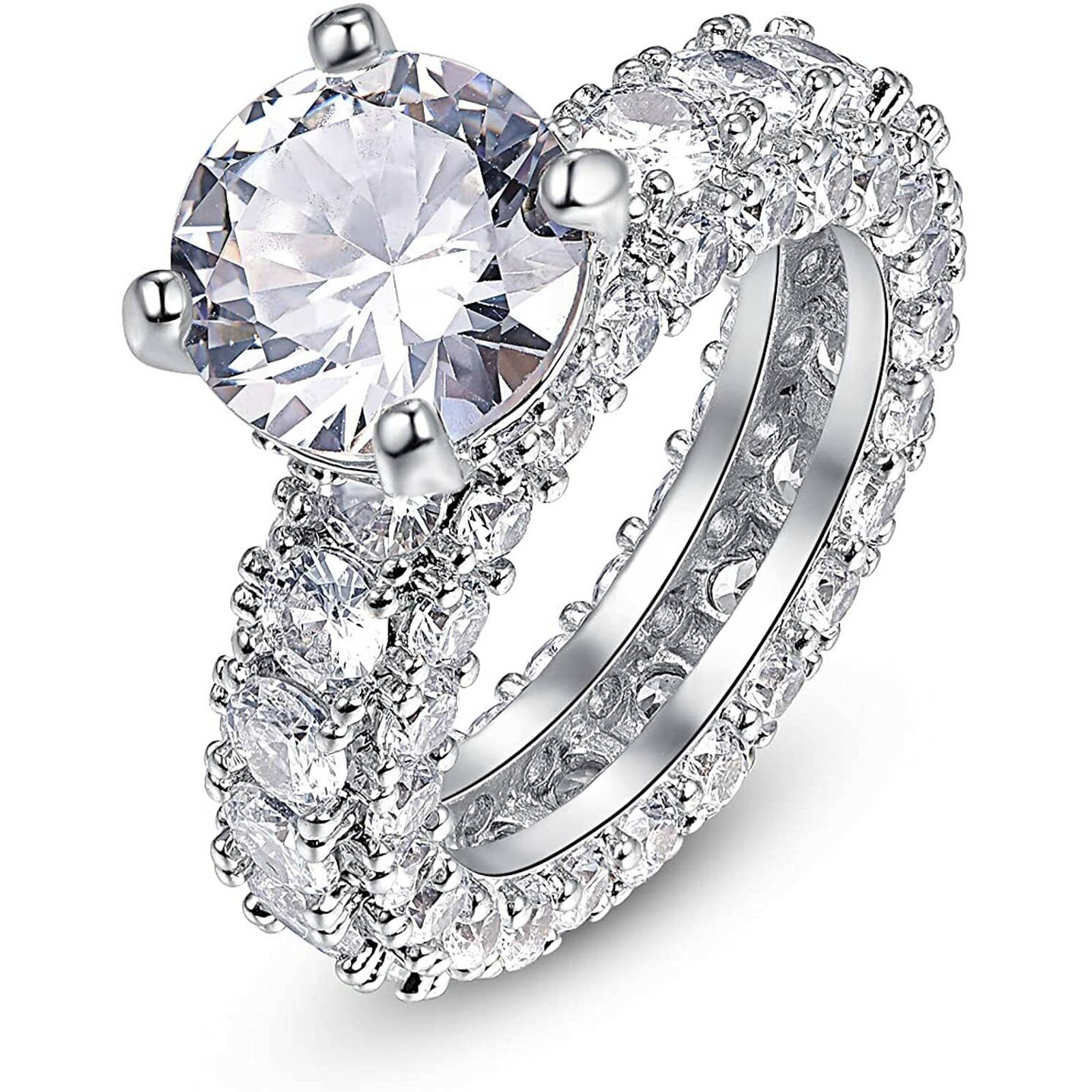3ct Cushion Cut Halo Wedding Rings For Women, 14k Gold Plated Aaa Cubic Zirconia